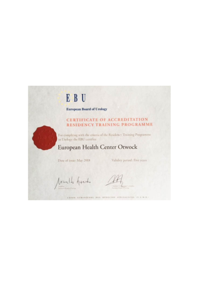Akredytacja EBU dla Kliniki Urologii CMKP, ECZ Otwock